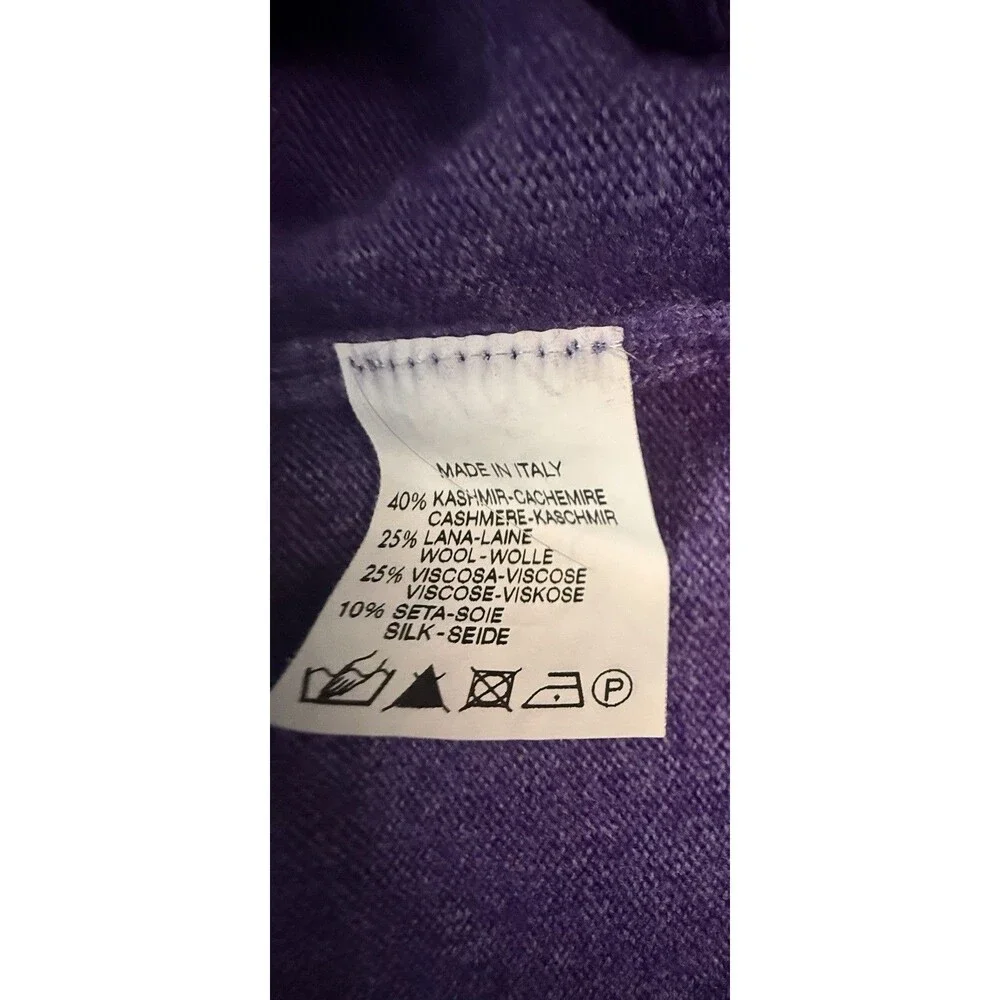 Cashmere Womens Sweater Large Cashmere Wool Silk Blend Pullover Purple V-Neck